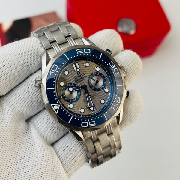 Omega Gray Dial Silver Bracelet Seamaster Diver 300M Mens Watch