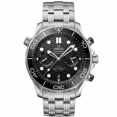 Omega Black Dial Silver Bracelet Seamaster Diver 300M Mens Watch
