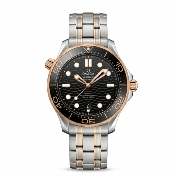 Omega Black Dial Silver Bracelet Seamaster Automatic Mens Watch