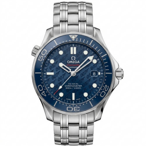 Omega Blue Dial Silver Bracelet Seamaster James Bond 007 Limited Edition Mens Watch