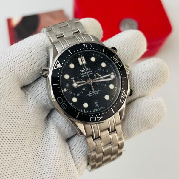 Omega Black Dial Silver Bracelet Seamaster Diver 300M Mens Watch