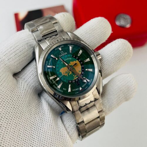 Omega Green Dial Silver Bracelet Seamaster Aqua Terra Mens Watch