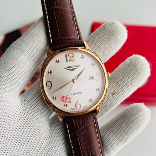 Longines Elegant Collection White Dial Brown Strap Men's Watch