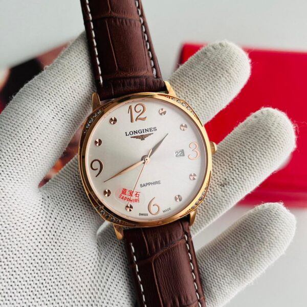 Longines Elegant Collection White Dial Brown Strap Men's Watch