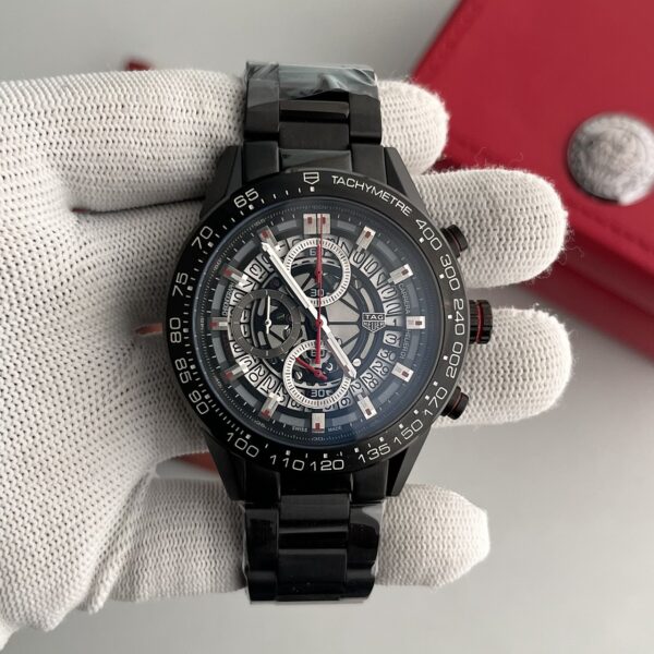 Tag Heuer Carrera 01 Black Dial Black Bracelet Men's Watch