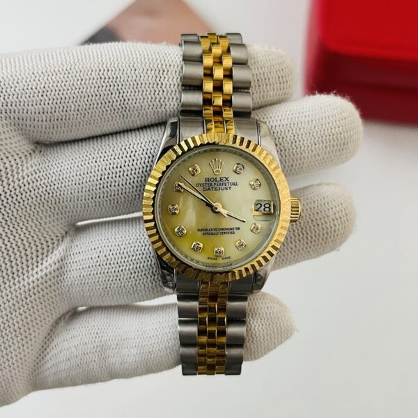 Rolex Datejust Yellow Marble Dial Two Tone Bracelet Automatic Ladies Watch