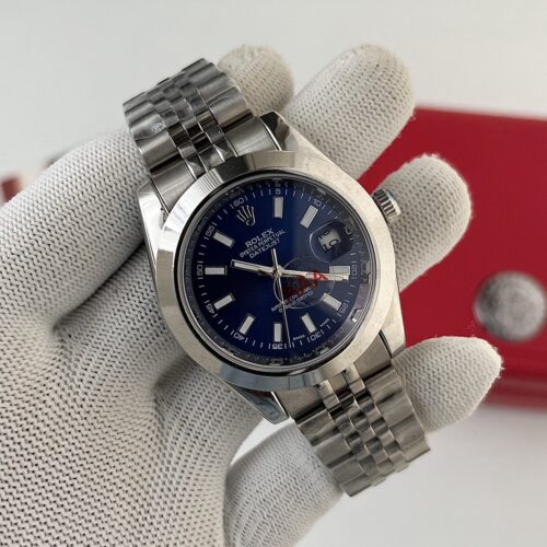 Rolex Oyster Datejust Blue Dial Silver Bracelet Automatic Men's Watch