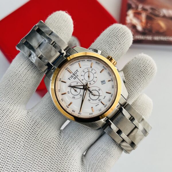 Tissot Chronograph White Dial Steel Bracelet Men's Watch