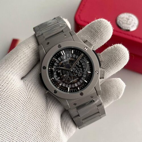 Hublot Big Bang Black Dial Grey Bracelet Men's Watch