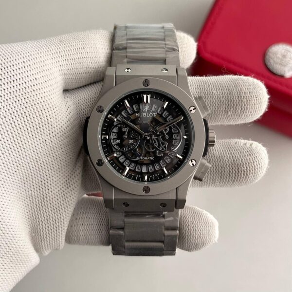 Hublot Big Bang Black Dial Grey Bracelet Men's Watch