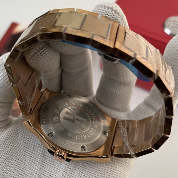 Hublot Geneve Black Dial Rose Gold Bracelet Men's Watch