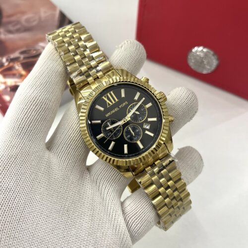 photo_2026-03-08 18.08.46 Michael Kors Lexington Black Dial Gold Bracelet Men's Watch