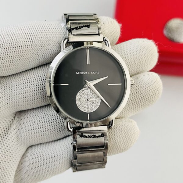 Michael Kors Portia Black Dial Steel Bracelet Women's Watch