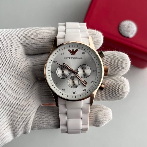 Armani fibre white mens watch
