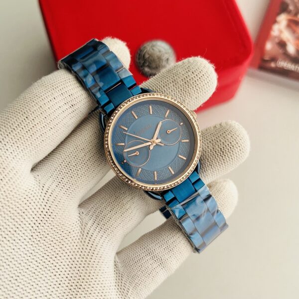 Fossil Blue Dial Rose Gold Bezel Women's Watch