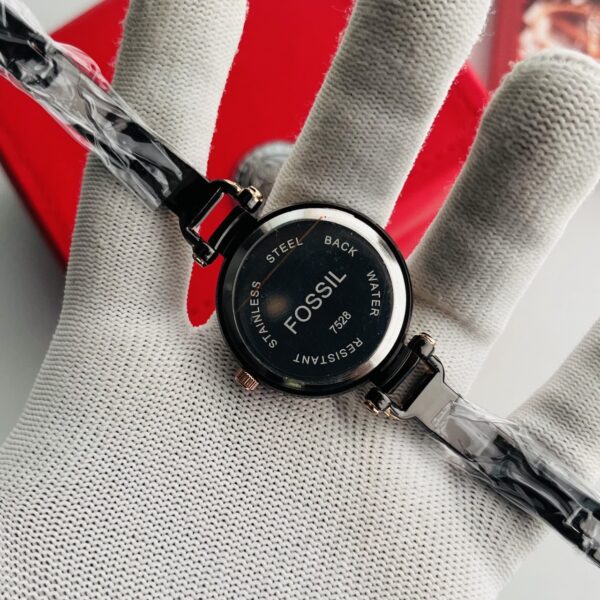 Fossil Silver Dial Rose Gold Crystal Bezel Women's Watch