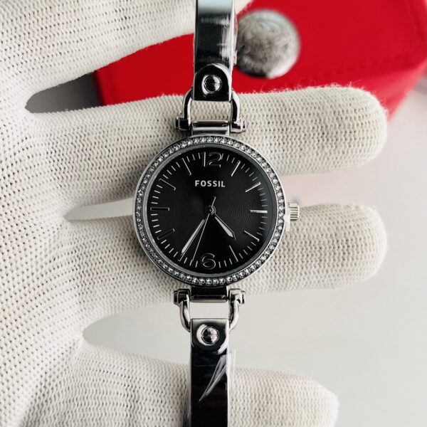 Fossil Black Dial Silver Crystal Bezel Women's Watch