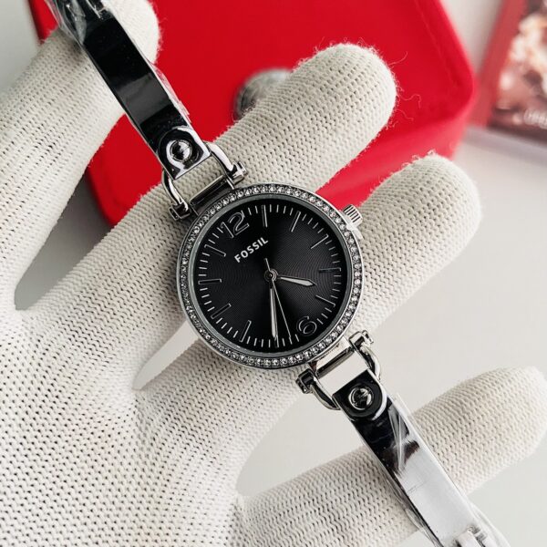 Fossil Black Dial Silver Crystal Bezel Women's Watch