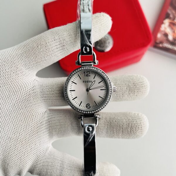 Fossil Silver Dial White Crystal Bezel Women's Watch