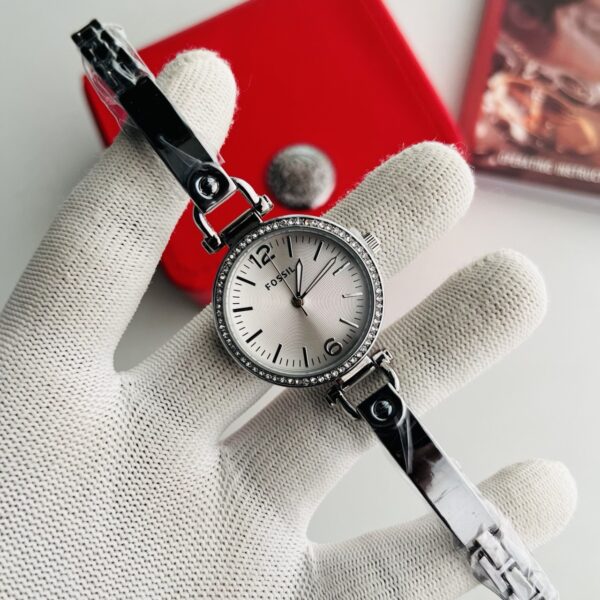 Fossil Silver Dial White Crystal Bezel Women's Watch