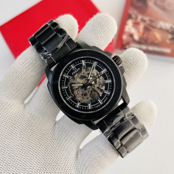 Fossil Black Skeleton Automatic Stainless Steel Men's Watch
