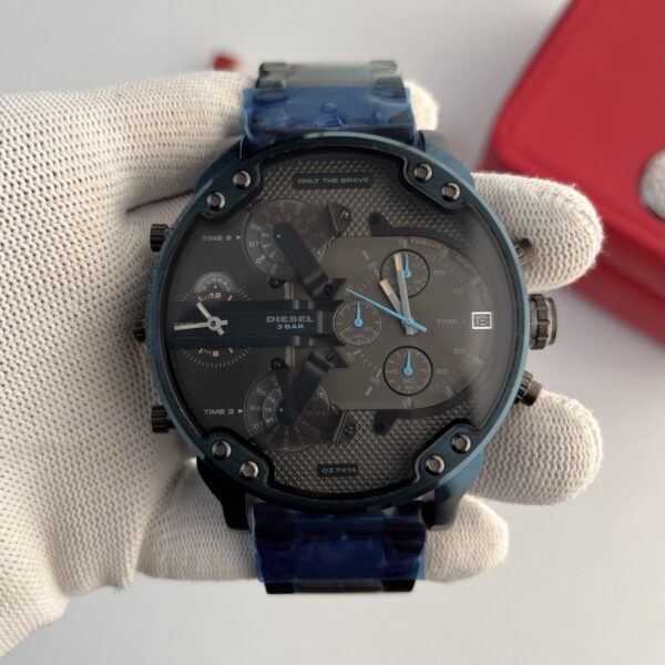 Diesel Big Daddy Dual Time Chronograph Blue Stainless Steel Men's Watch