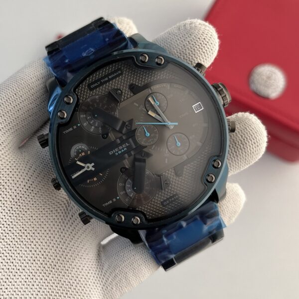 Diesel Big Daddy Dual Time Chronograph Blue Stainless Steel Men's Watch