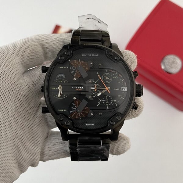 Diesel Big Daddy Dual Time Chronograph Black Stainless Steel Men's Watch