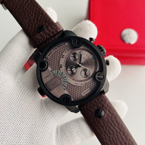 Diesel Dual Time Multi-Function Brown Leather Men's Watch