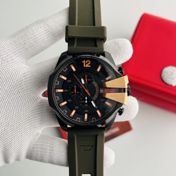 Diesel Black Dial Chronograph Green Silicone Strap Men's Watch