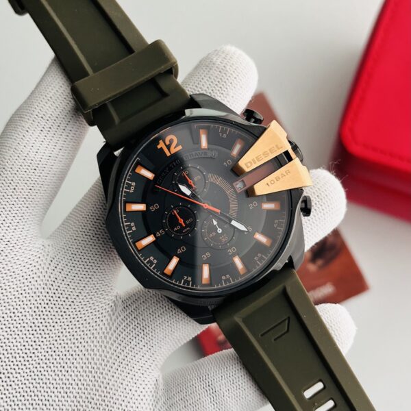 Diesel Black Dial Chronograph Green Silicone Strap Men's Watch