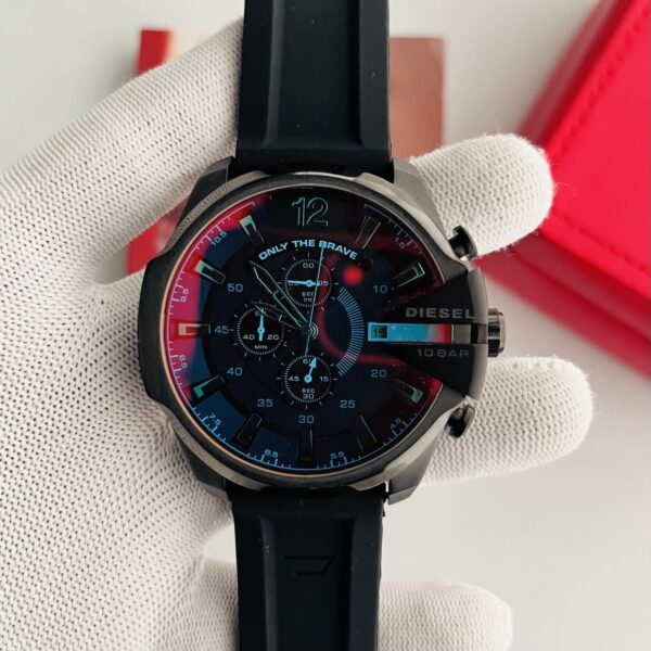 Diesel Black Dial Chronograph Black Silicone Strap Men's Watch