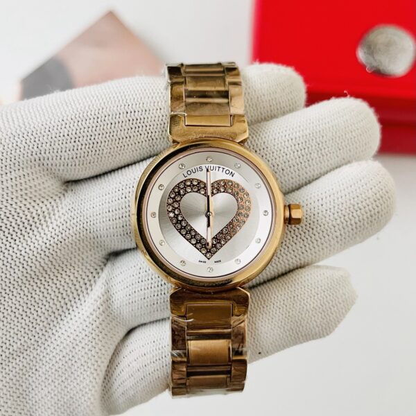 Louis Vuitton Heart Motif Crystal Dial Rose Gold-Tone Women's Watch