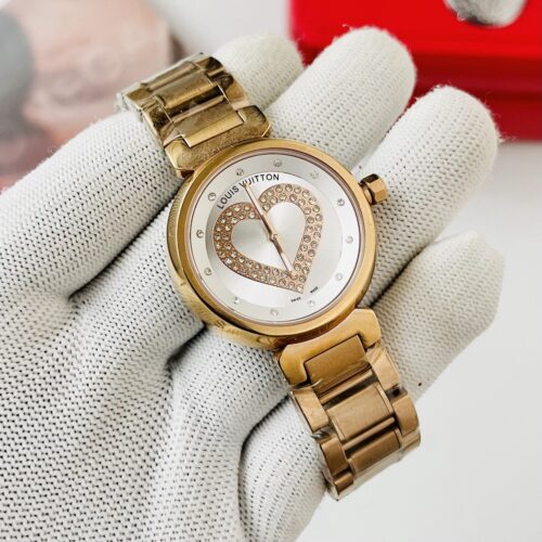 Louis Vuitton Heart Motif Crystal Dial Rose Gold-Tone Women's Watch