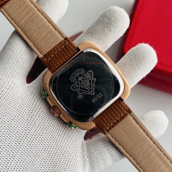 Gucci Vintage Square Chronograph Brown Dial Web Strap Men's Watch
