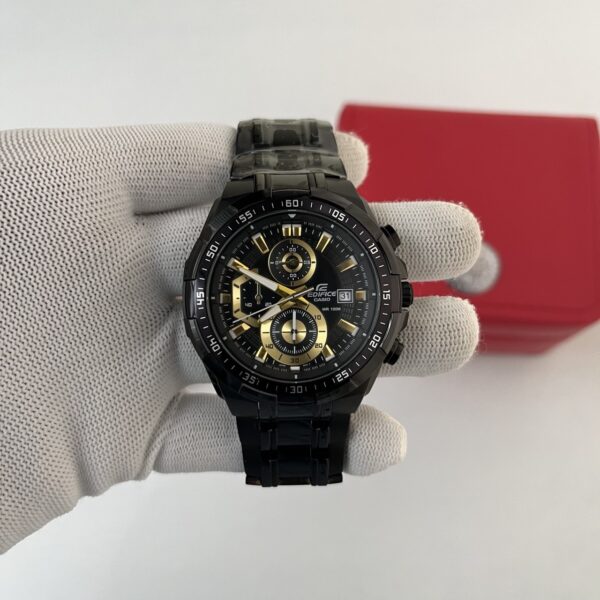 Casio Edifice Black Gold Dial Chronograph Stainless Steel Men's Watch