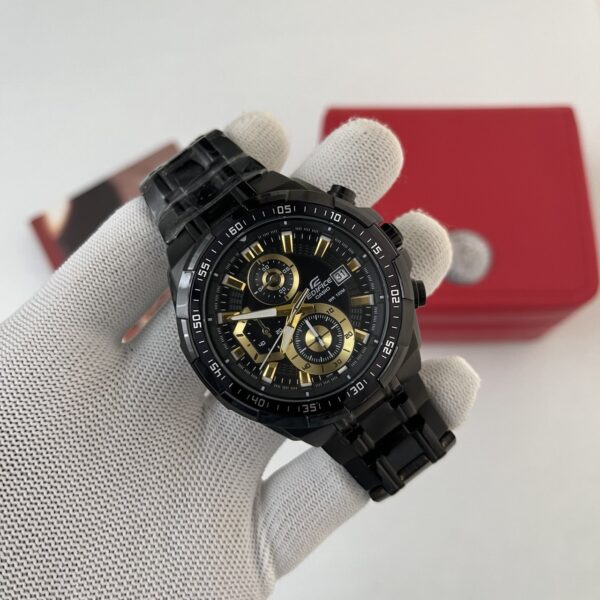 Casio Edifice Black Gold Dial Chronograph Stainless Steel Men's Watch
