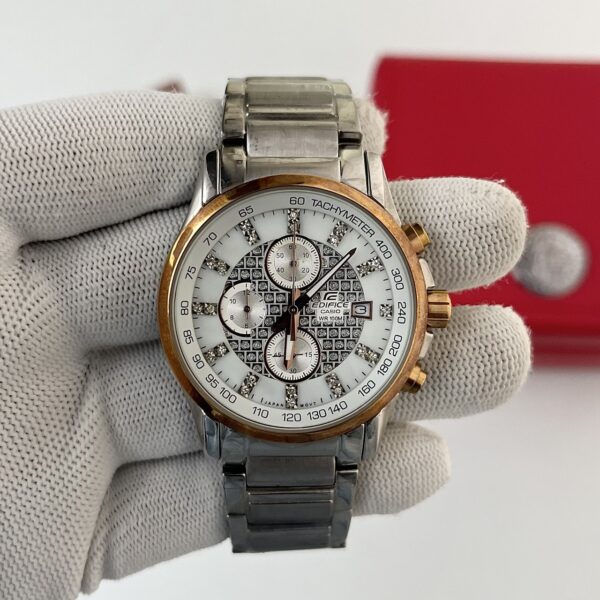 Casio Edifice White Dial Chronograph Two-Tone Stainless Steel Men's Watch