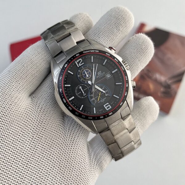 Casio Edifice Black Dial Chronograph Stainless Steel Men's Watch