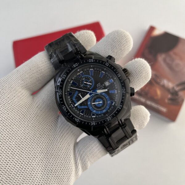 Casio Edifice Black & Blue Dial Chronograph Stainless Steel Men's Watch