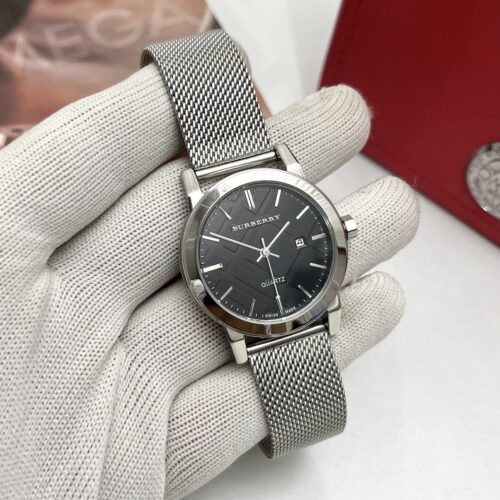 Burberry Black Dial Mesh Strap Stainless Steel Women's Watch