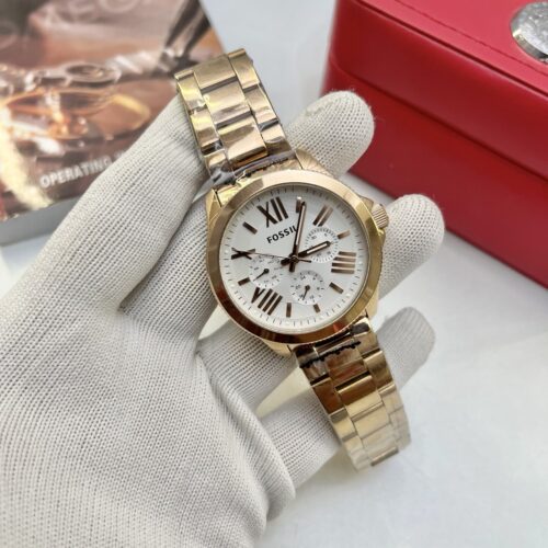 Fossil White Dial Rose Gold Multi-Function Unsiex Watch