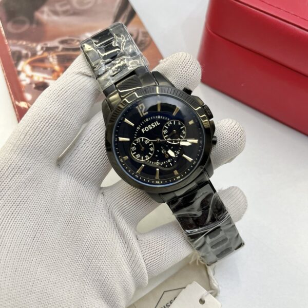 Fossil Black Dial Chronograph Black Stainless Steel Men's Watch