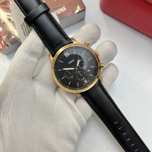 Fossil Black Dial Multi-Function Gold Case Men's Watch