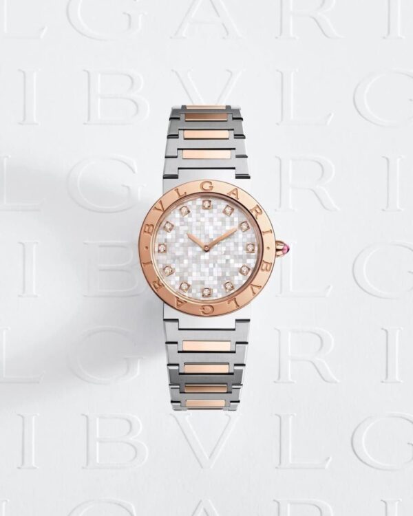 Bvlgari Rose Gold Bezel Diamond Dial Two-Tone Women's Watch