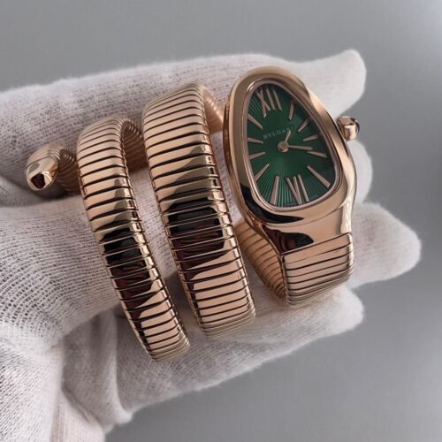 Bvlgari Serpenti Tubogas Green Dial Diamond Bezel Rosegold Women's Watch