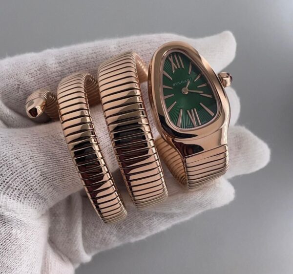 Bvlgari Serpenti Tubogas Green Dial Diamond Bezel Rosegold Women's Watch