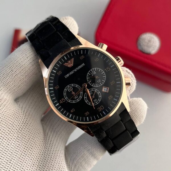 Armani fibre black mens watch
