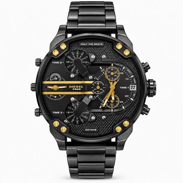 Diesel Big Daddy Dual Time Chronograph Black Stainless Steel Men's Watch